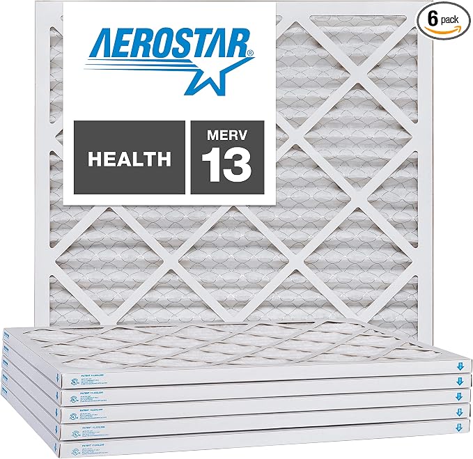 Aerostar 22x22x1 MERV 13, Pleated Air Filter, Box of 6, Made in the USA by AirFiltersDelivered
