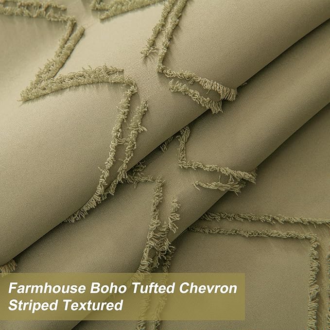 No Hooks Shower Curtain with Snap-in Liner, Taupe Boho Fabric Tufted Chevron Striped Textured Shower Curtains for Bathroom, Water Repellent Hotel Quality Luxury Shower Curtain, 72Wx74H