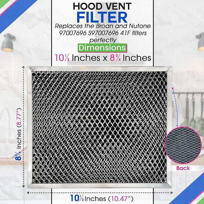 Stove Hood Vent Filter 10.5" x 8.8" 41F 97007696 Fits Nutone & Broan Range Hood - Image 3