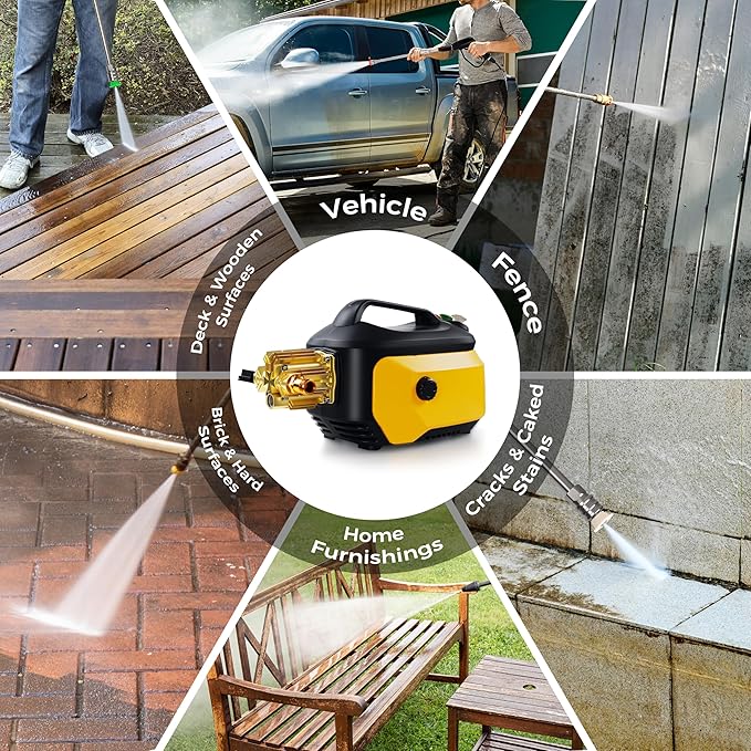 Pressure Washer with 3 Quick Connect Nozzles,Inlet Hose & Filter, Foam Cannon for Cars/Fences/Driveways Cleaning