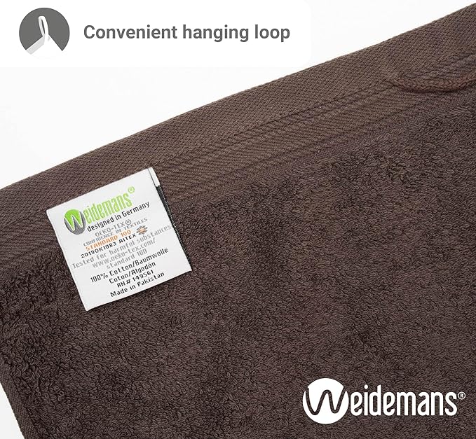 100% Cotton Washcloths Set 13” x 13” | Chocolate Towels | Set of 6 Ultra Soft and Highly Absorbent Washcloths Sets for Bathroom, Gym, Hotel, Spa | Machine Washable Face Towel