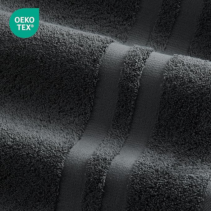 Premium 6 Piece Towel Set, 2 Bath Towel, 2 Hand Towels, 2 Washcloths, 100% Turkish Cotton Soft Absorbent Towels (Dark Grey, 6 Piece Towel Set)