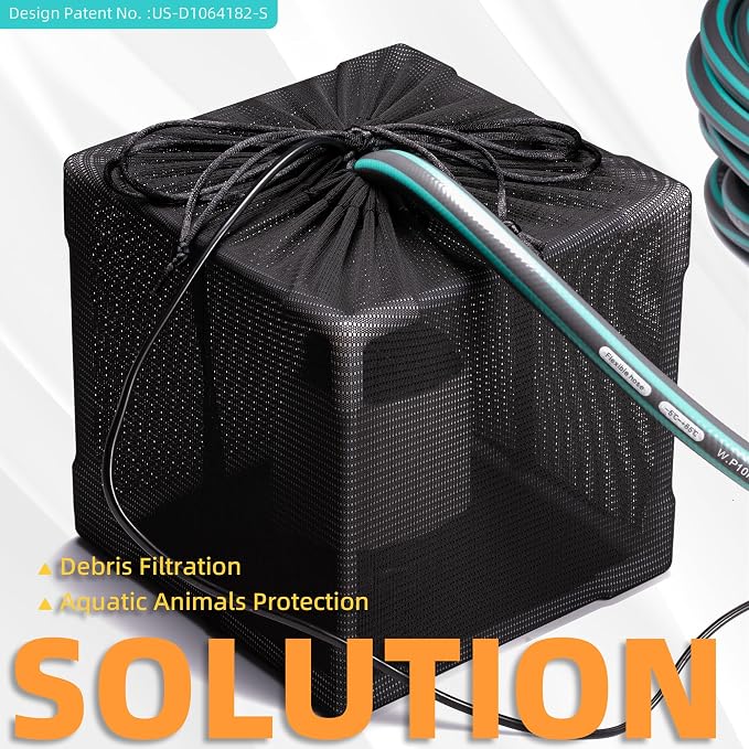 Fineday Pond Filter, Anti-Clogging Cube Outdoor Mesh Water Pump Barrier Bag Box - Image 2