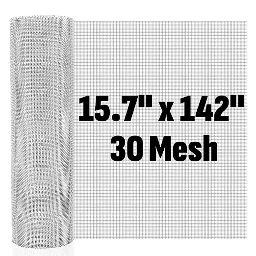 30 Mesh 304 Stainless Steel Mesh Screen, 15.7'' x 142'' Wire Screen Mesh by Unknown
