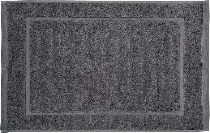 Lincoln & Palm 1-Piece Turkish Cotton Bath Mat - Soft, Plush, and Absorbent - 1000 GSM Thick Luxury Spa and Hotel Style - No Rubber Backing - Silver-Infused SILVERbac (1 Piece Bath Mat, Charcoal)