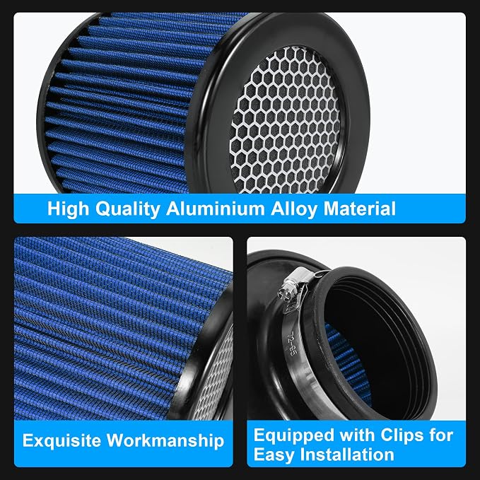 Cold Air Intake Filter High Performance Washable Filter Clamp-On Replacement - Image 5