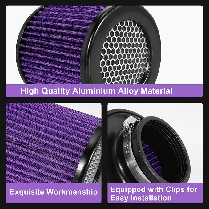Cold Air Intake Filter High Performance Washable Filter Clamp-On Replacement - Image 5