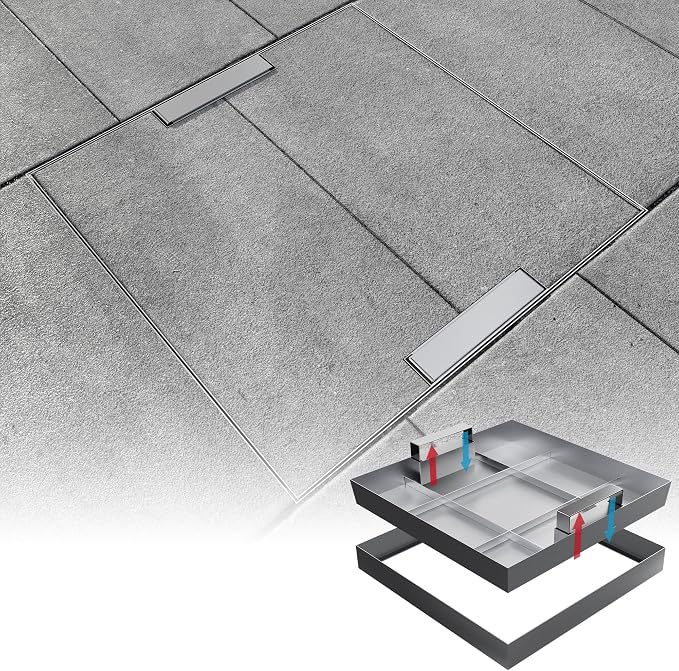 32x32 inch Stainless Steel Invisible Manhole Cover and Frame, Square Recessed by Domart