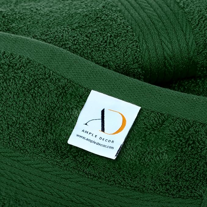 Ample Decor Hand Towels 18 X 28 Inch 600 GSM 100% Cotton, Premium Soft Absorbent - 2 Pcs - Christmas Green