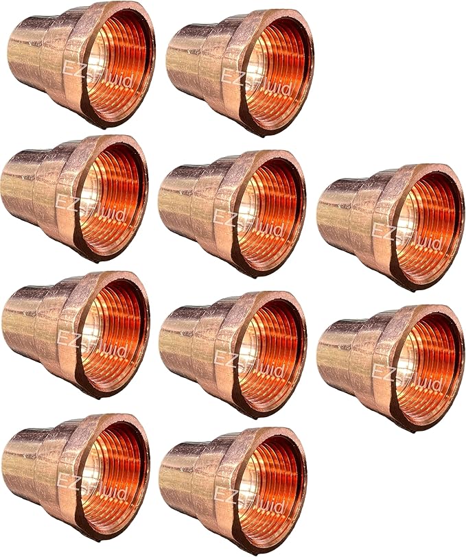 EZ-FLUID Plumbing (10 Pack) 1" C X FIP LF Copper Female Adapter Pressure Copper Fittings,Sweat Solder Connection for Residential,Commercial Pipe.