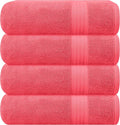 GLAMBURG Premium Cotton 4 Pack Bath Towel Set - 100% Pure Cotton - 4 Bath Towels 27x54 - Ideal for Everyday use - Ultra Soft & Highly Absorbent - Coral Orange