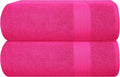 GLAMBURG Premium Cotton Oversized 2 Pack Bath Sheet 35x70-100% Pure Cotton - Ideal for Everyday use - Ultra Soft & Highly Absorbent - Machine Washable – Hot Pink