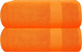 GLAMBURG Premium Cotton Oversized 2 Pack Bath Sheet 35x70-100% Pure Cotton - Ideal for Everyday use - Ultra Soft & Highly Absorbent - Machine Washable - Orange