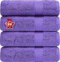 Ample Decor Hand Towels for Bathroom 18 X 28 Inch 600 GSM 100% Cotton, Soft Absorbent - 4 Pcs Purple