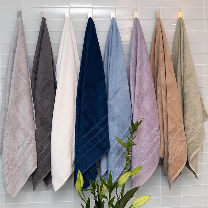 Mosobam Luxury Turkish 10pc Deluxe Bath Bundle Body Hand Face Towel and Mat Charcoal Gray (Dark Grey) 700 GSM & 1000 GSM Bamboo Viscose & Aegean Turkish Combed Cotton
