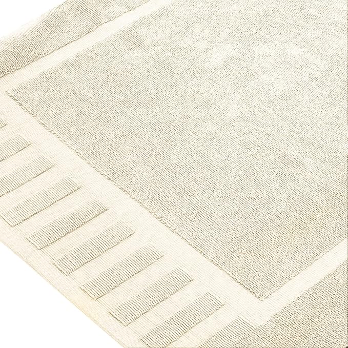 White Classic Luxury Bath Mat Floor Towel Set - Absorbent Cotton Hotel Spa Shower/Bathtub Mats [Not a Bathroom Rug] 22"x34" | 2 Pack | Ivory