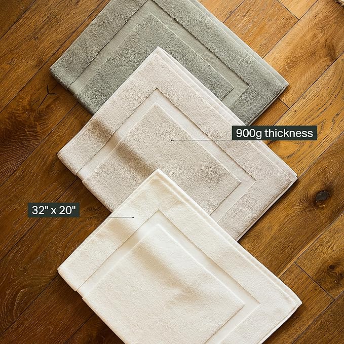 Preston Lane Douro Bath Mat – 100% Cotton, Plush & Absorbent Quick-Dry Bathroom Rug – Hotel-Quality Floor Mat for Shower or Tub, Made in Portugal, Eucalyptus
