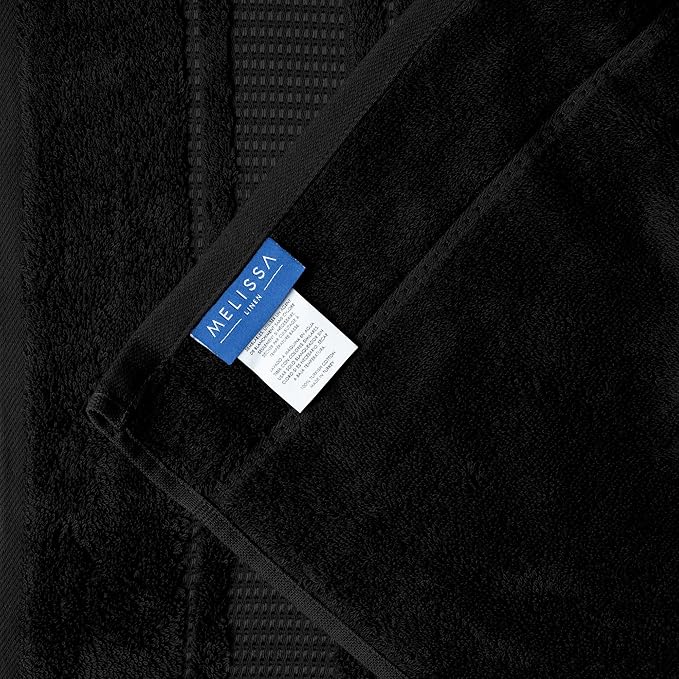 Melissa Linen, Fingertip Towels 4 Pack, 100% Turkish Cotton, Small Hand Towels for Body, Face and Kitchen 12 x 18 in, Soft and Absorbent, Quick Dry, (Jet Black Fingertip Hand Towels)