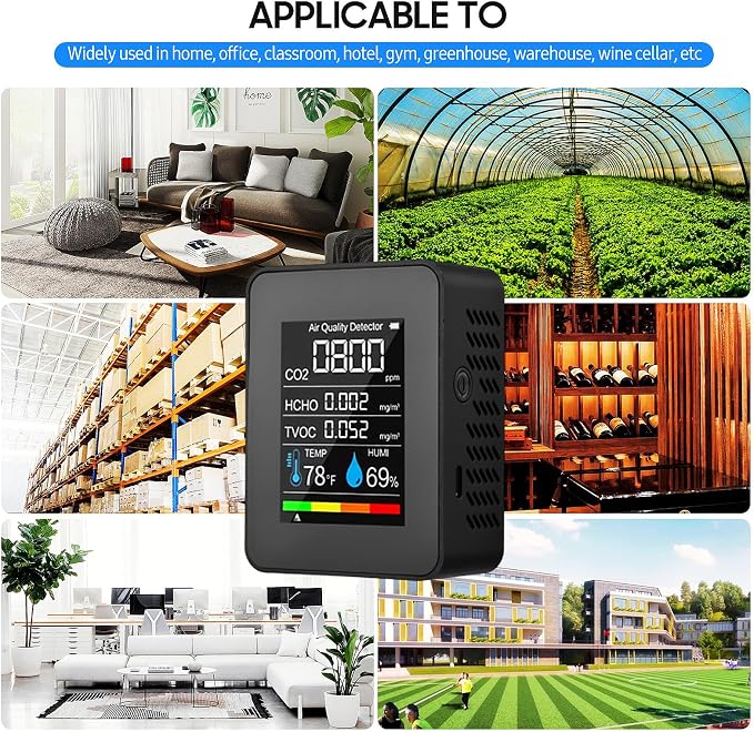 Prefessionall Indoor Air Quality Monitor, 5 in 1 Portable Smartair Quality - Image 7