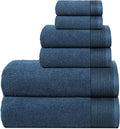 Belizzi Home 100% Cotton Ultra Soft 6 Pack Towel Set, Contains 2 Bath Towels 28x55 inchs, 2 Hand Towels 16x24 inchs & 2 Washcloths 12x12 inchs, Compact Lightweight & Highly Absorbant - Mineral Blue