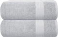 GLAMBURG Premium Cotton Oversized 2 Pack Bath Sheet 35x70-100% Pure Cotton - Ideal for Everyday use - Ultra Soft & Highly Absorbent - Machine Washable - Light Grey