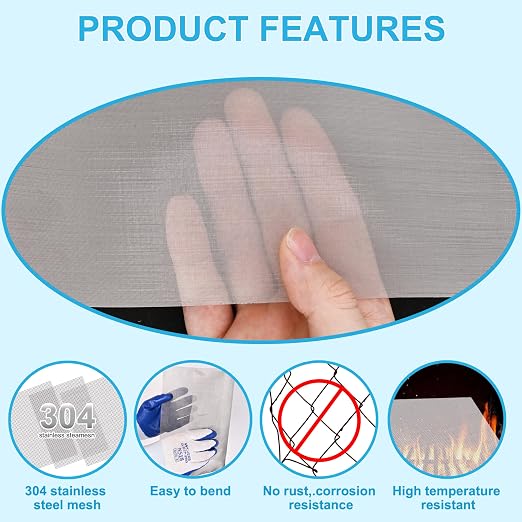 16 Pcs 13x9 40 Mesh 304 Stainless Steel Wire Mesh Sheet, Rustproof Metal Mesh - Image 2