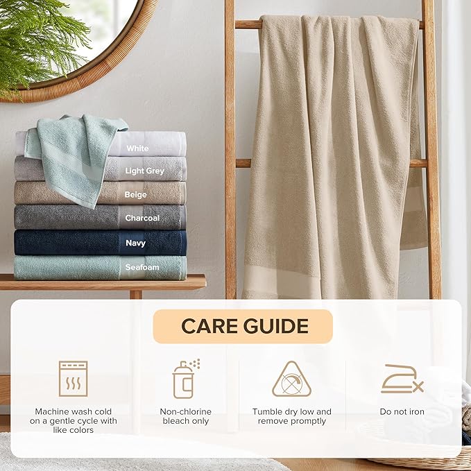 Comfort Spaces Turkish Bathroom Towel Set 6 Piece Luxury Bath Towel Set 2 Hand Towel for Bathroom 2 Washcloth 2 Large Bath Towel Sets Long Staple Ultra-Soft Quick Dry Towel Set Tan Beige