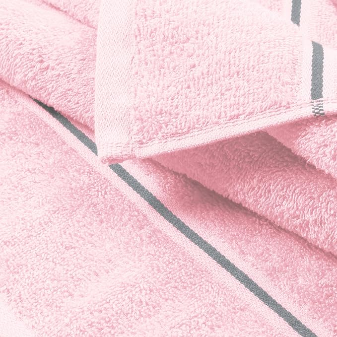 MyOwn Cotton 2 Pack Oversized Bath Towel Set 28x55 inches, Large Bath Towels, Ultra Absorbant Compact Quickdry & Lightweight Towel, Ideal for Gym Travel Camp Pool - Pink