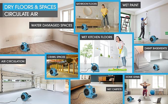 Mini Air Mover | Carpet Dryer and Blower Fan | High-Velocity Floor Fan - Image 9