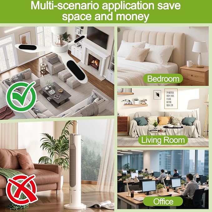 13 Pack Ceiling Fan Filters, Activated Coconut Charcoal Fan Blade Air Purifier - Image 4