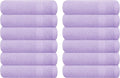 GLAMBURG Ultra Soft 12-Piece Washcloths Set 13x13-100% Ringspun Cotton - Durable & Highly Absorbent Face Towels - Ideal for use in Bathroom, Kitchen, Gym, Spa & General Cleaning - Purple