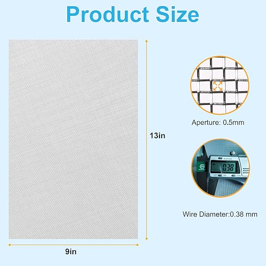 8 Pcs 13x9 40 Mesh 304 Stainless Steel Wire Mesh Sheet, Rustproof Metal Mesh - Image 3