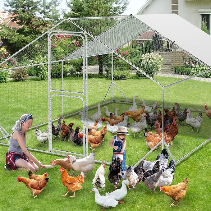 9.8X13.1x6.6FT, Large Walk in Chicken Run Pen Cage, Metal Coop Clearance - Image 8