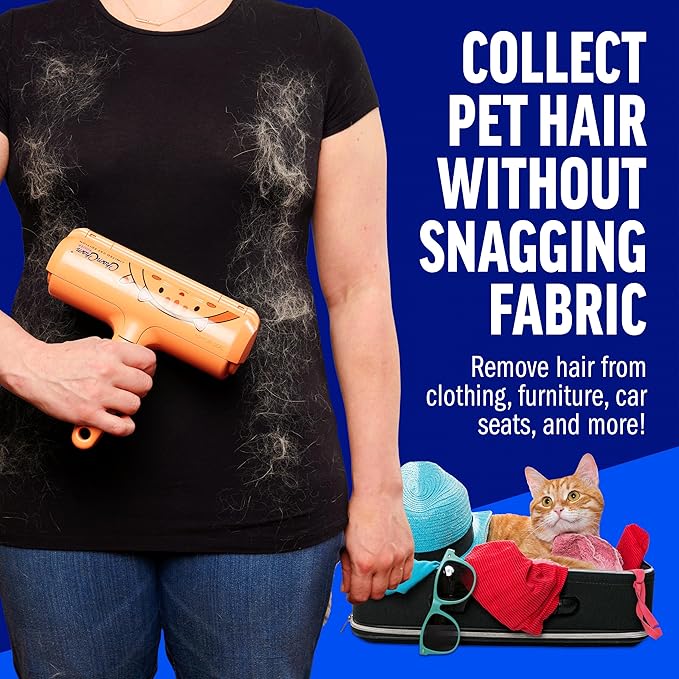 ChomChom Roller Pet Hair Remover – Original Size Reusable Lint Roller for Cat & Dog Hair on Furniture, Couch, Carpet, Car, Rugs & Bedding – Portable, Eco-Friendly (Cat)