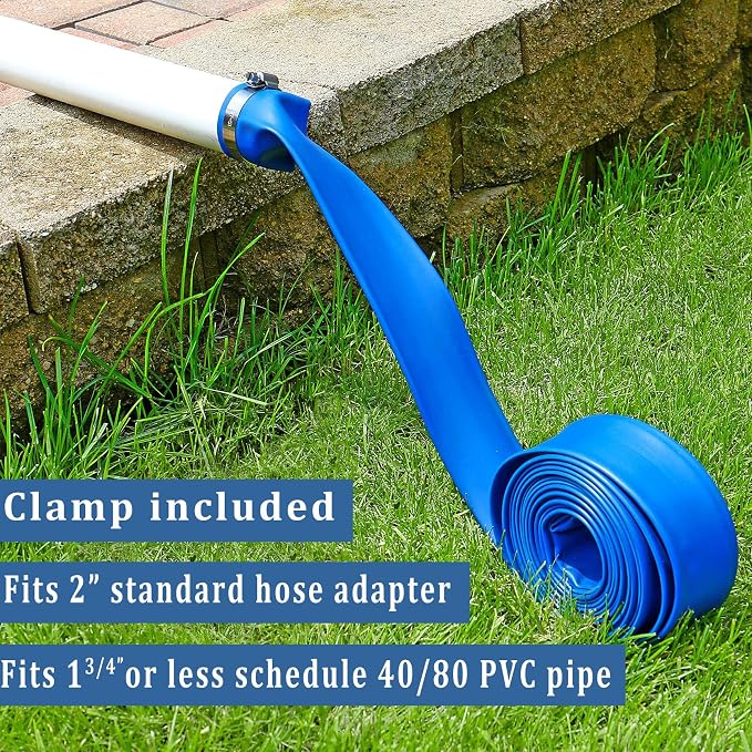 Pool Backwash Hose 2 inch × 50 ft Thicken Blue Water Discharge Pipe Lay Flat - Image 4