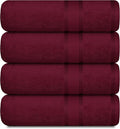 Casa Lino Burgundy Bath Towels Set of 4 (54" x 27") - Large Bathroom Towel Set - 100% Cotton Towels for Bathroom - Highly Absorbent & Quick Dry Bath Towel Multipack - New Apartment Essentials