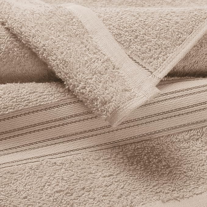 BOUTIQUO Ultra Soft Cotton Washcloths, Contains 12 Piece Face Cloths 12x12 inch, Ideal for Everyday use Face Towels, Compact & Lightweight Multi Purpose Washcloths - Tan