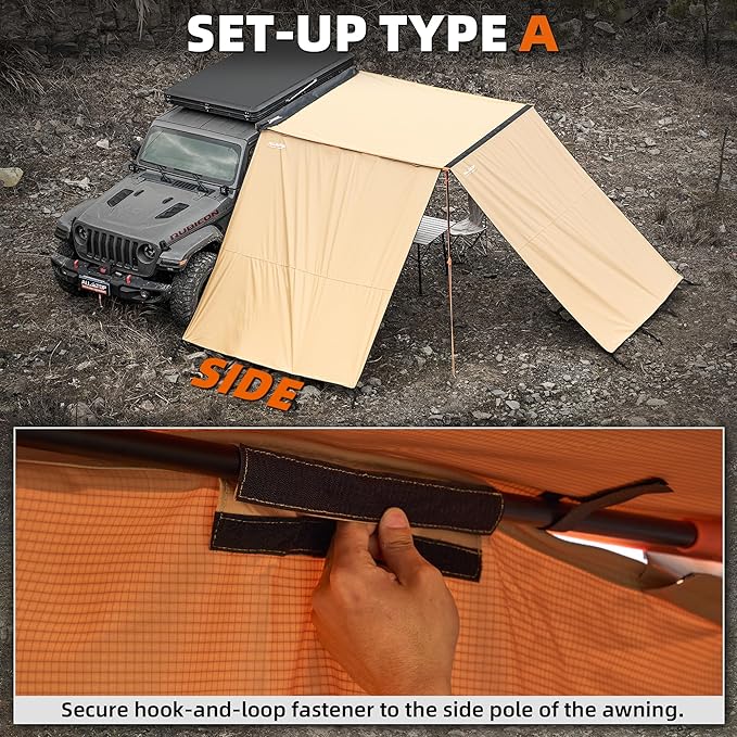 ALL-TOP Awning Wall Universal Multi-Side, 6.6ft x 8.5ft, Waterproof Ripstop UV-Resistant Awning Extension for Extra Privacy & Shade