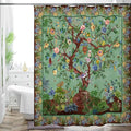 Bohemian Shower Curtain, Boho Floral Print Water Repellent Polyester Fabric for Bathroom Decor, 72×72 Inch Standard Size with 12 Hooks, Also as Room Divider