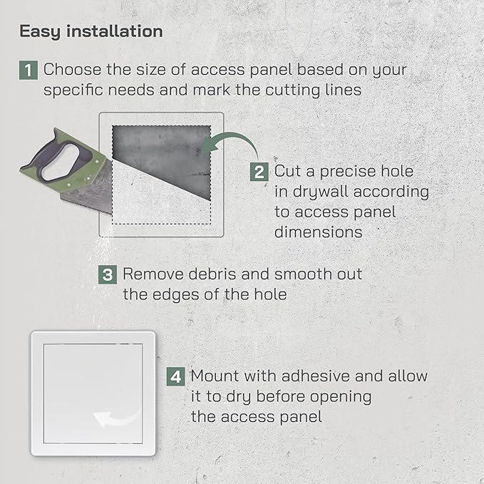 Vent Systems 8x8 Access Panel - Easy Access Doors - ABS Plastic - Access Panel for Drywall, Wall and Ceiling Electrical and Plumbing Service Door Cover - Exterior Dimensions 8.7x8.7 Inches