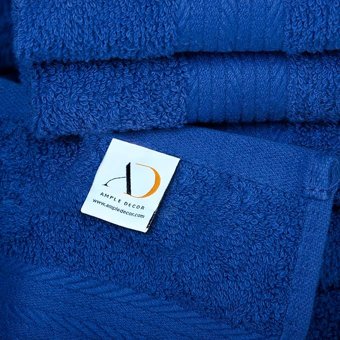 Ample Decor Hand Towel for Bathroom 18 X 28 Inch 600 GSM 100% Cotton, Soft Absorbent - Set of 2, Navy Blue