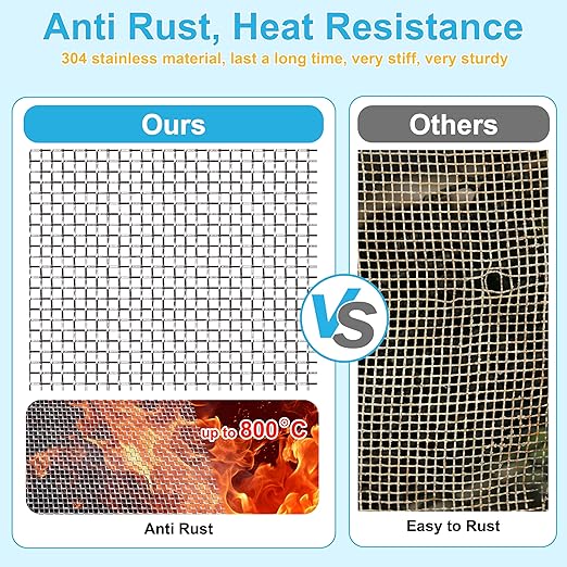 8 Pcs 13x9 5 Mesh 304 Stainless Steel Wire Mesh Sheet, Rustproof Metal Mesh - Image 6