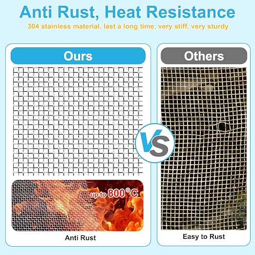 4 Pcs 13x9 5 Mesh 304 Stainless Steel Wire Mesh Sheet, Rustproof Metal Mesh - Image 6