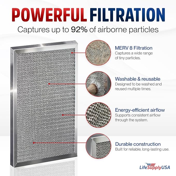 14x20x1 Electrostatic Air Filter, MERV 8, Reusable Furnace AC/HVAC Filter - Image 2