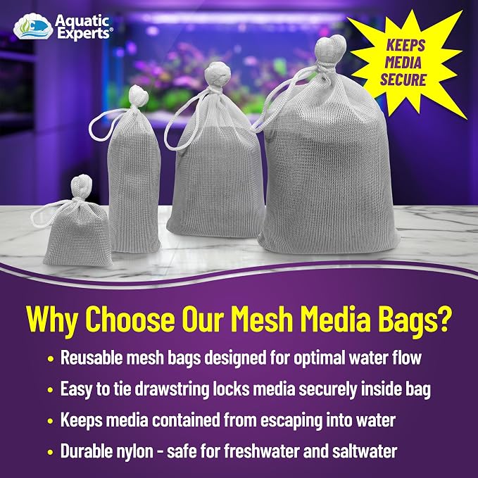 Aquatic Experts Fine Aquarium Media Bag, Durable Drawstring Bags - Image 2