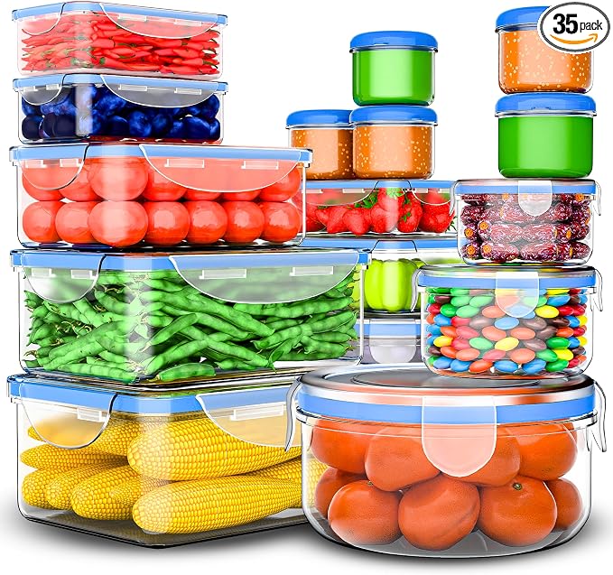 RockBerry 32 Pcs Large Plastic Food storage containers-85 oz to Sauces Box by RockBerry