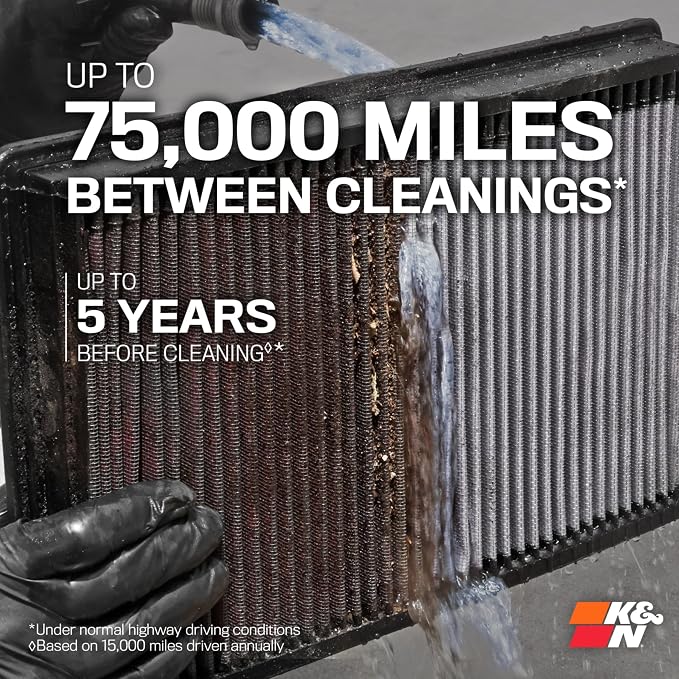 K&N High-Flow Original Lifetime Engine Air Filter:Increase - Image 3