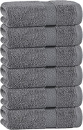 White Classic Gray Hand Towels for Bathroom [6 Pack] Cotton Hand Towel Bulk for Gym, Kitchen and Spa, 16x27 Inches Soft Highly Absorbent Quick Dry Terry Salon Towels