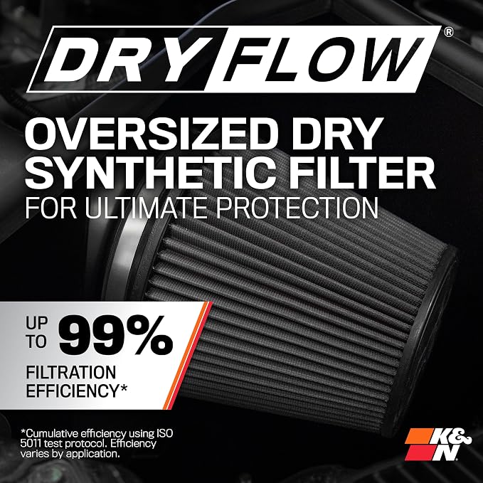 K&N Cold Air Intake System: Dry-Flow Air Filter, Increase Performance & Towing: - Image 5