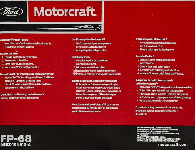Motorcraft FP-68 Cabin Air Filter, Original Version - Image 5